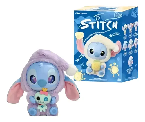 Pelúcia Stitch Disney Miniso Labubu com Chaveiro Pop Mart Azul