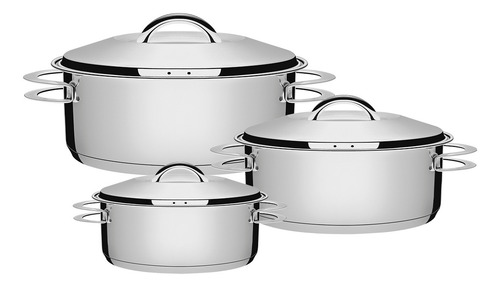 Jogo De Panelas 3 Peças Inox Fundo Triplo Solar Tramontina