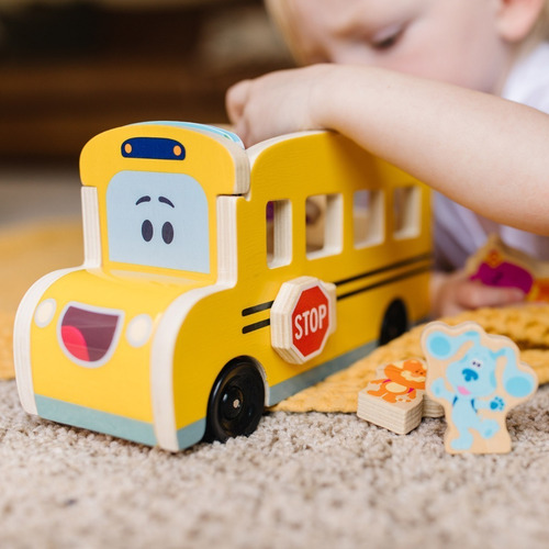 Melissa & Doug Bus Escolar De Madera Las Pistas De Blue