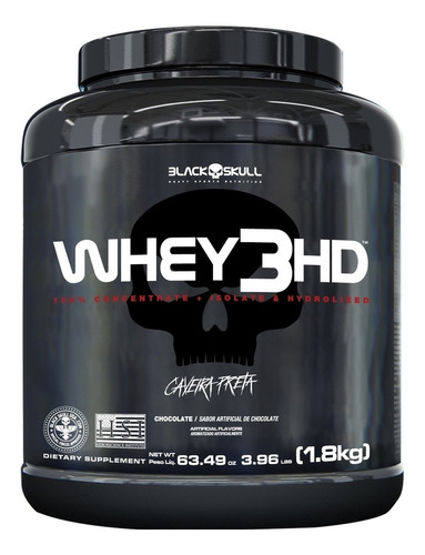 Suplemento em pó Black Skull  Caveira Preta Series Whey 3HD proteínas Whey 3HD sabor  morango em pote de 1.8kg