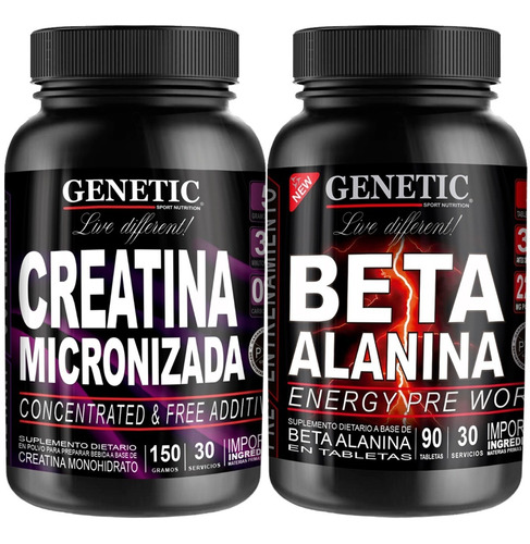 Energía Fuerza Musculos Magros Beta Alanina Creatina Genetic