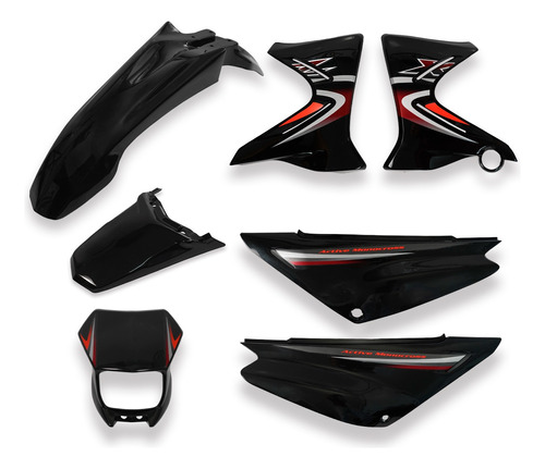 Kit Carenagem 7 Peças Yamaha Xtz 125 Preto 2005 Paramotos,