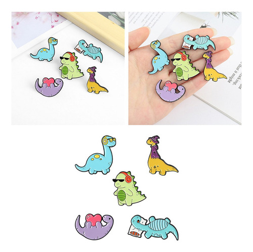 - 10 Piezas Dinosaurio Broche Lindo Esmalte Pin Moda Dibujos