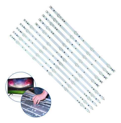 Kit 10 Barras Compatível Com 50Pug6102 Le50U7970S Le50U7970 Televisão 50 Polegadas Pci Eletroparts