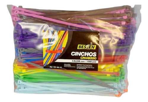 Bolsa Cinchos De 10 Colores Surtidos 4.8 X 200mm 1000piezas