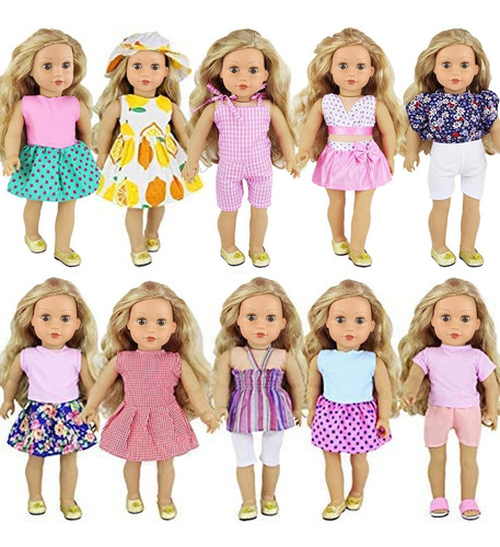 10 Conjuntos De Ropa Para American Girl 18 Pulgadas Muã...