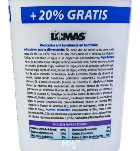 Imagen 4 de 6 de Alimento En Hojuelas Para Peces Tropicales 120g