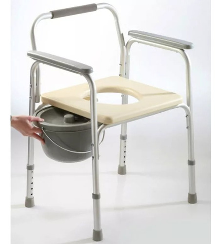 Inodoro Portati Bacinilla Asiento Ducha Aluminio 3 En 1 Lujo