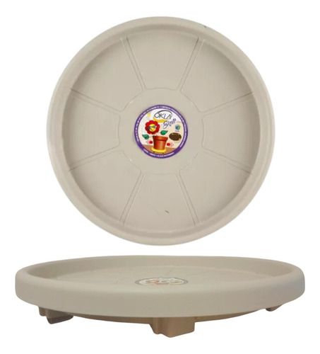 Porte C/ Rodinhas Prato Para Vaso Em 52cm Cores Cor Cinza Tape Redondo