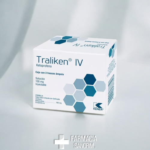 Ketoprofeno Iv 100 Mg Traliken 3 Frascos Ámpula Inyectable