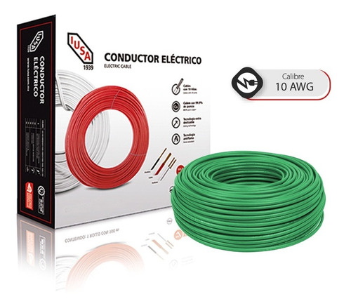 Caja 100 Mts Cable Iusa Blanco Thw Cal 10 Awg 100%cobre