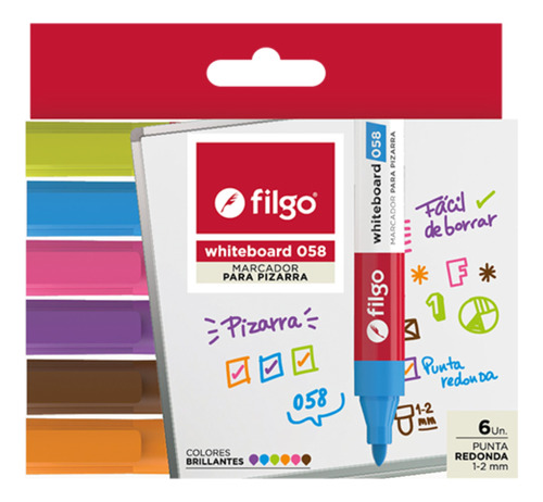 Fibron Para Pizarra Filgo 058 Estuche X6 Colores Fashion