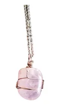 Comprar Dije Cuarzo Rosa + Cadena De Acero. Piedra Amor, Relajación.