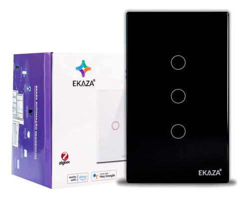 Interruptor Touch 3 Botões Zigbee 2.5d Ekaza Tuya Ekat T307z