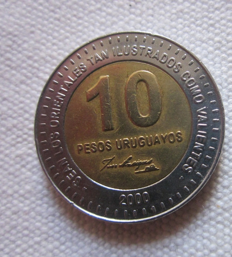 Moneda De 10 Pesos Uruguay 2000 Error (Usado)