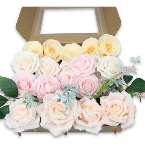 Lele Life Flores Artificiales Rosas Mezcla Camelia Lavanda C