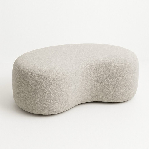 Puff Curvo Decoração Luxo Orgânico Moderno Boucle 80cm