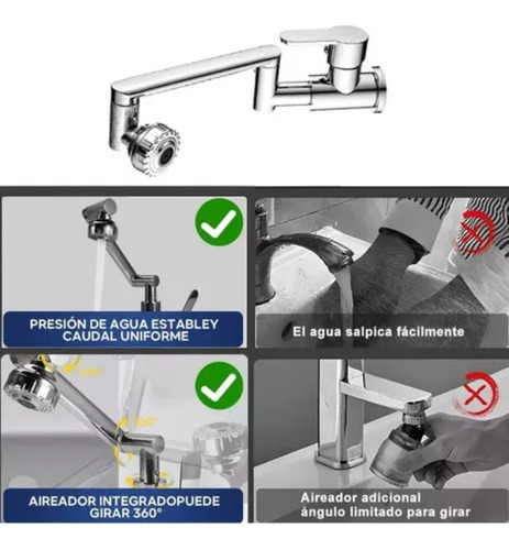 Canilla Griferia Monomando Baños Flexible Articulado Cromado Gris Cromado