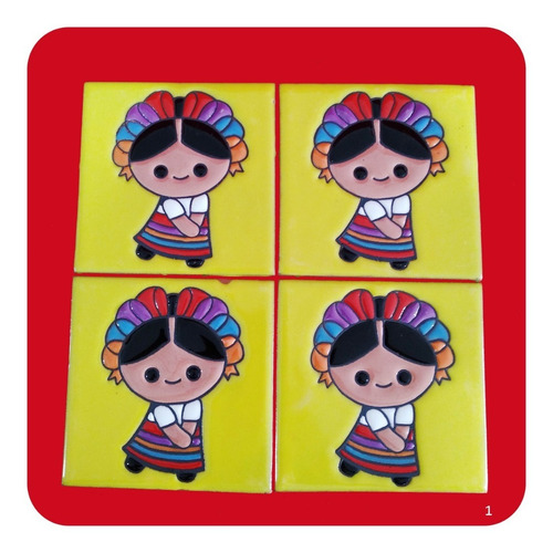 Imagen 2 de 2 de Azulejo De Cerámica Tipo Talavera Lele 10.5 Cm Poblanita