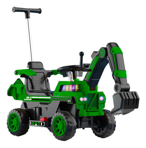 Montable Carrito Excavadora Con Luz Y Sonido Juguete Niños Color Verde