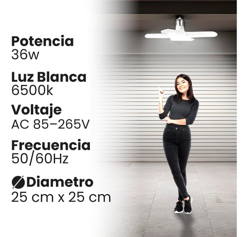 Bombilla Led Foco 36w 4 Hojas Luz Blanca, Para Hogar, Luz Blanco Frío