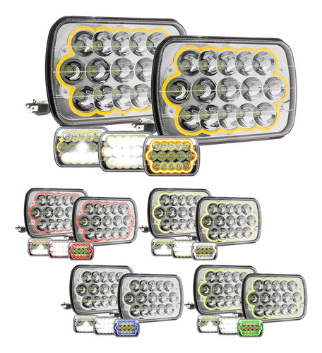 Par Faros Unidad Cuadrada Rectangular Arillo Led 5x7 3