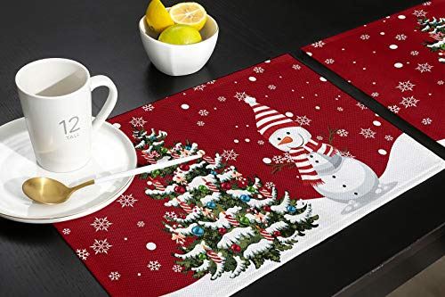 Juego De 4 Individuales De Navidad, Feliz Navidad Muñeco De