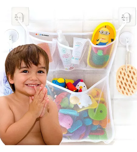 Organizador de juguetes de baño, ventosas y pegatinas colgantes