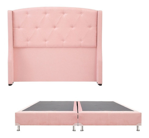 Cabecera King Size Dicasa Zefyr Rose+ Box Dicasa Pink