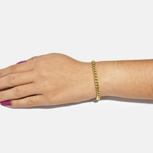 Pulseira De Ouro 18k Berloquinha Elos Grumet 5 Gramas Joia
