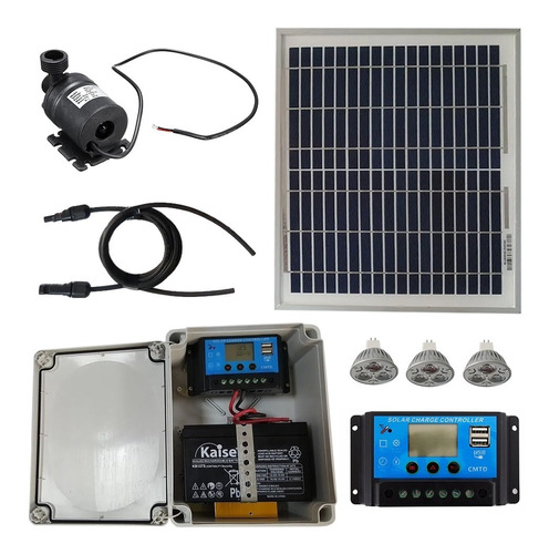 Kit Solar Para Fuente O Muro Lloron Bomba Y 3 Focos