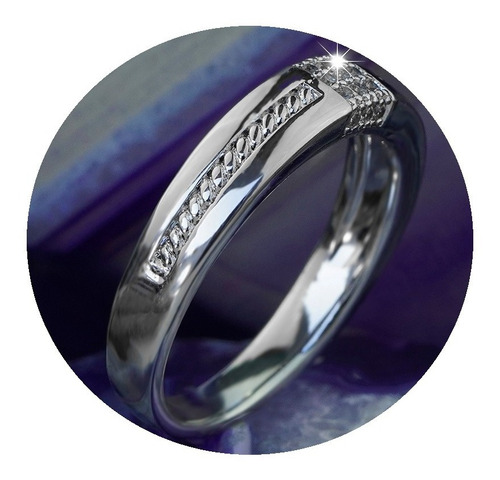 Imagen 1 de 8 de Anillos Compromiso Oro Blanco 18k Circonias Cubicas Mamá