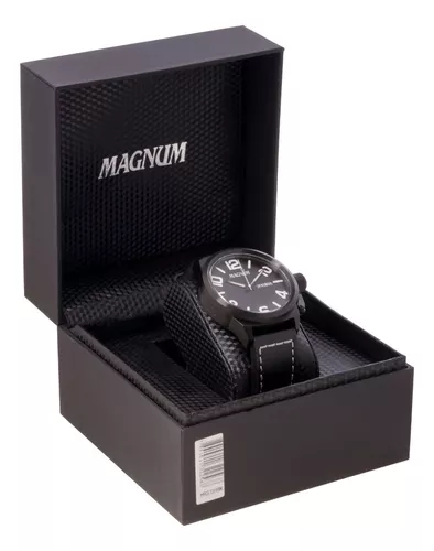 Relógio Masculino Dourado Pulseira De Couro Magnum Ma31542b