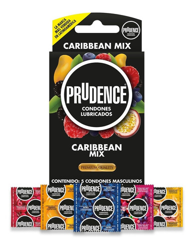 Cartera De 5 Condones Prudence Sabor Y Aroma - Caribbean Mix