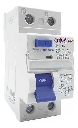 Disyuntor Interruptor Diferencial Bipolar 25a 300ma Tbcin