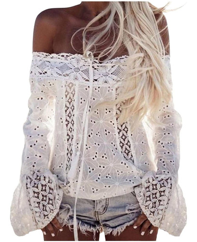 Dama S Off The Shoulder Lace Tops Elgant Hollow Tie Know