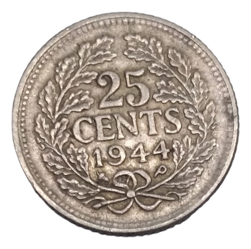  Moneda Paises Bajos 25 Centavos Plata Ley 640 Años 40´s