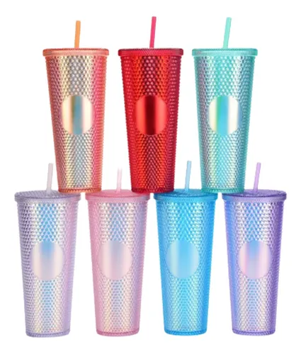 Vaso Tipo Starbucks Doble Pared 24oz Tapa Popote Meses Sin Interés