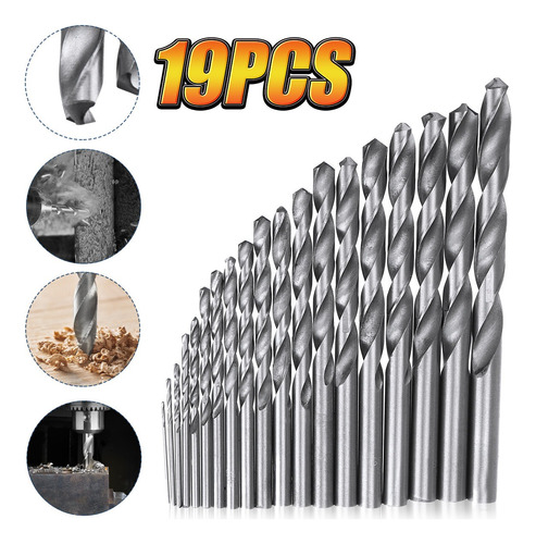 Imagen 1 de 10 de 19 Pcs Brocas Acero Para Madera Cemento Metal Perfora 1-10mm