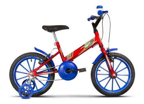 Bicicleta Infantil Aro 16 3 4 5 6 7 8 Anos Com Rodinha Kids Cor VERMELHO - AZUL