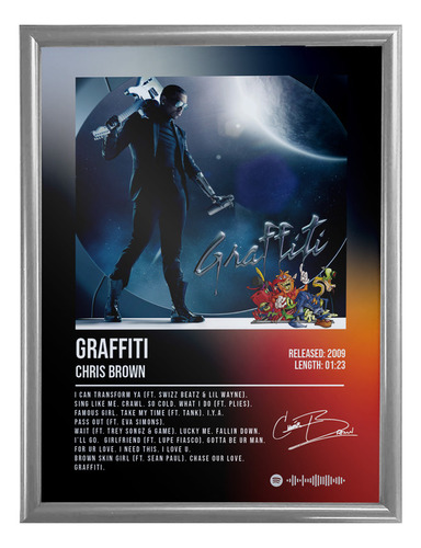 Cuadro Diseño Chris Brown Graffiti C/marco 60x50