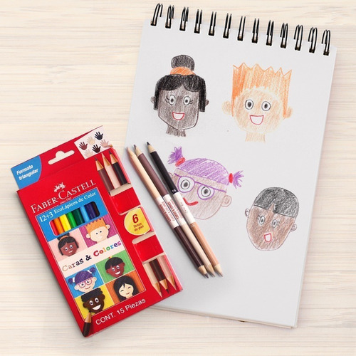 Ecolapíz Caras & Colores 12 Largos + 3 Bicolor Faber-castell