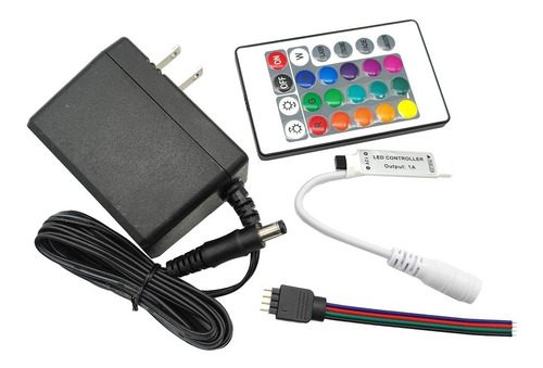 Conector 2a Y Controlador Remoto 12v Rgb D Tira O Módulo Led