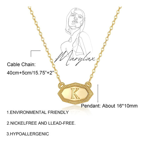 Marylax Collares Con Inicial Para Mujer, Collar Con Letras C