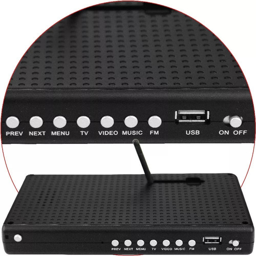 Tv Digital Tela 7 Hd Portátil C/ Bateria Usb Rádio Fm Mp3 Av