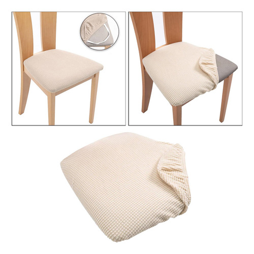 Estirar La Cubierta Del Asiento De La Silla De Comedor Beige