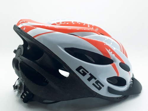 Capacete Com Sinalizador Led Ciclismo Bike Laranja Branco