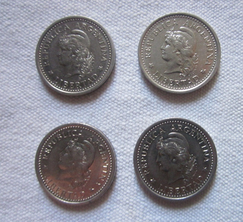 4 Monedas Antiguas Argentina 1 Peso 1957 1958 1959 1962