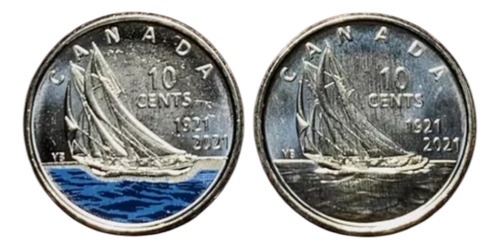 Lote X2 Monedas Canada 2021 Común Y Esmaltada Míralas