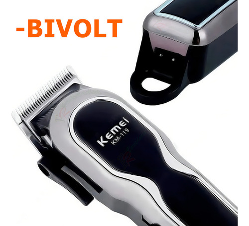 Kit Profissional Kemei Km-119 Barbeiro +km9163 Detalhe 127/220V